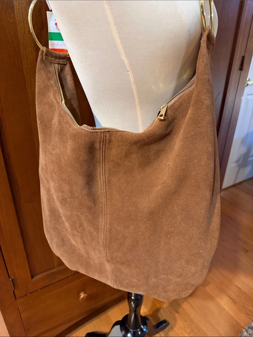 NWT Tan Suede Shoulder Hobo Bag